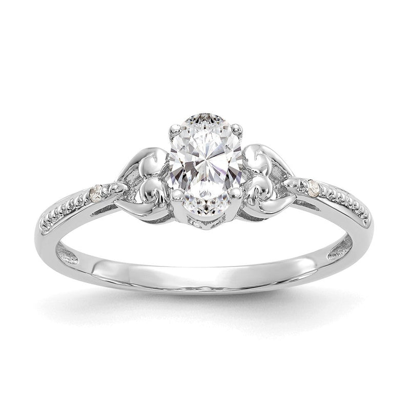 14K Weißgold Ring mit Topas und Diamanten