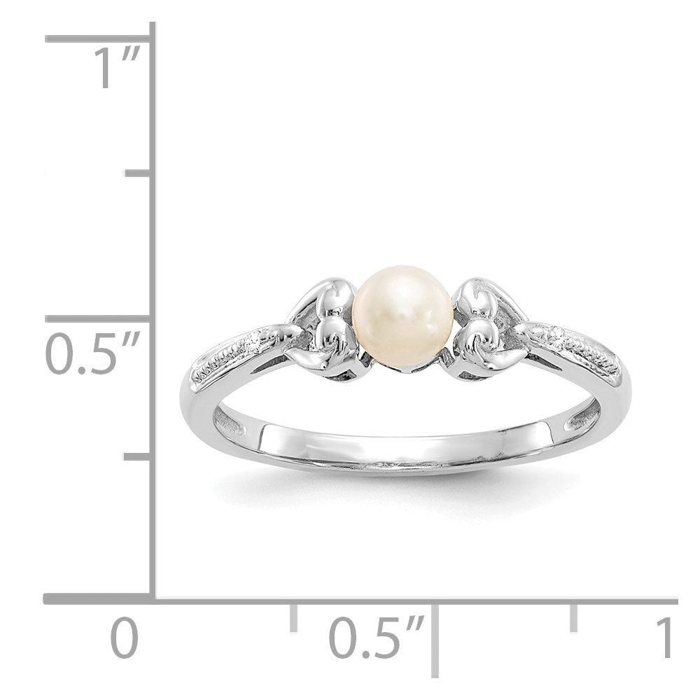 10K Weißgold Ring mit Süßwasser-Zuchtperle und natürlichem Diamant