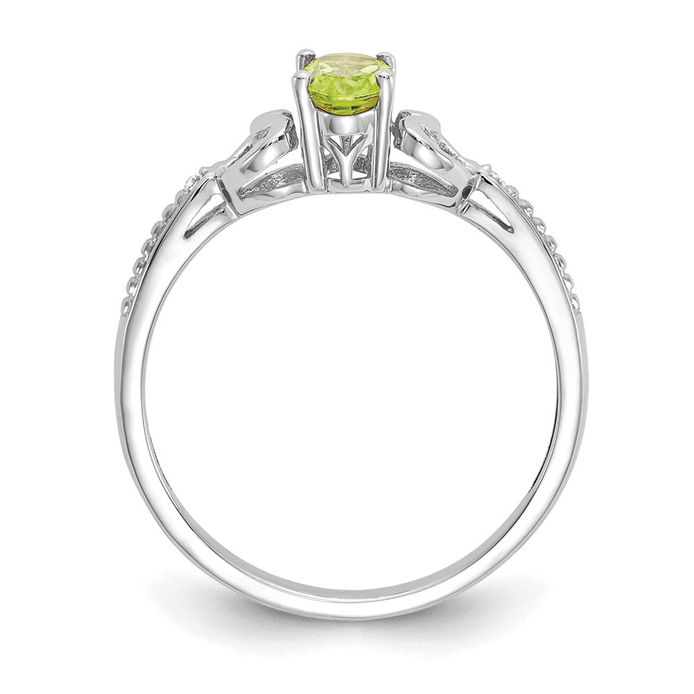 14K Weißgold Ring mit Peridot und natürlichen Diamanten