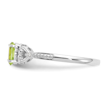 14K Weißgold Ring mit Peridot und natürlichen Diamanten