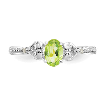 14K Weißgold Ring mit Peridot und natürlichen Diamanten