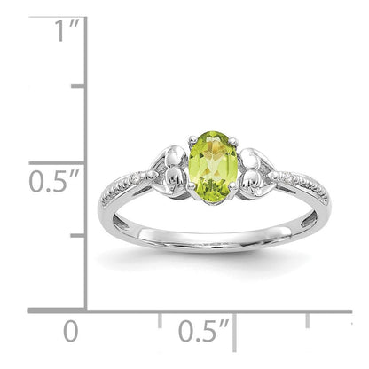14K Weißgold Ring mit Peridot und natürlichen Diamanten