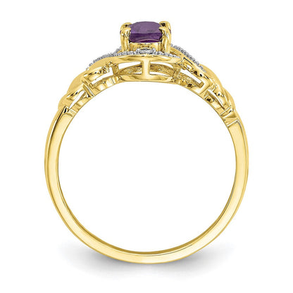 Ring aus 10K Gelbgold mit Amethyst und natürlichem Diamant