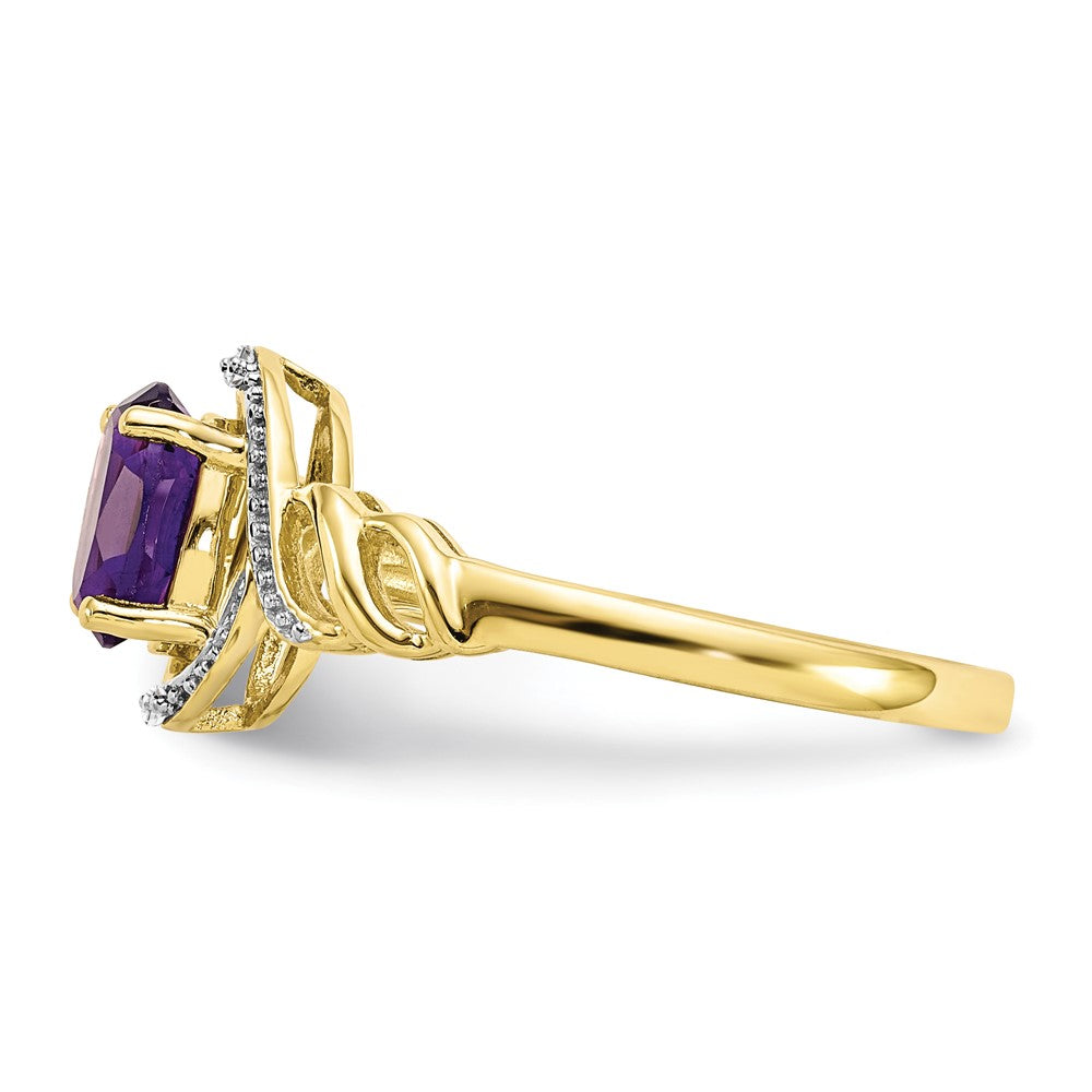 Ring aus 10K Gelbgold mit Amethyst und natürlichem Diamant