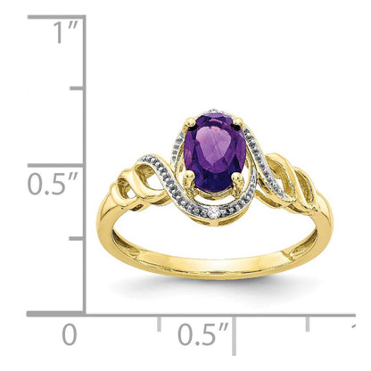 Ring aus 10K Gelbgold mit Amethyst und natürlichem Diamant