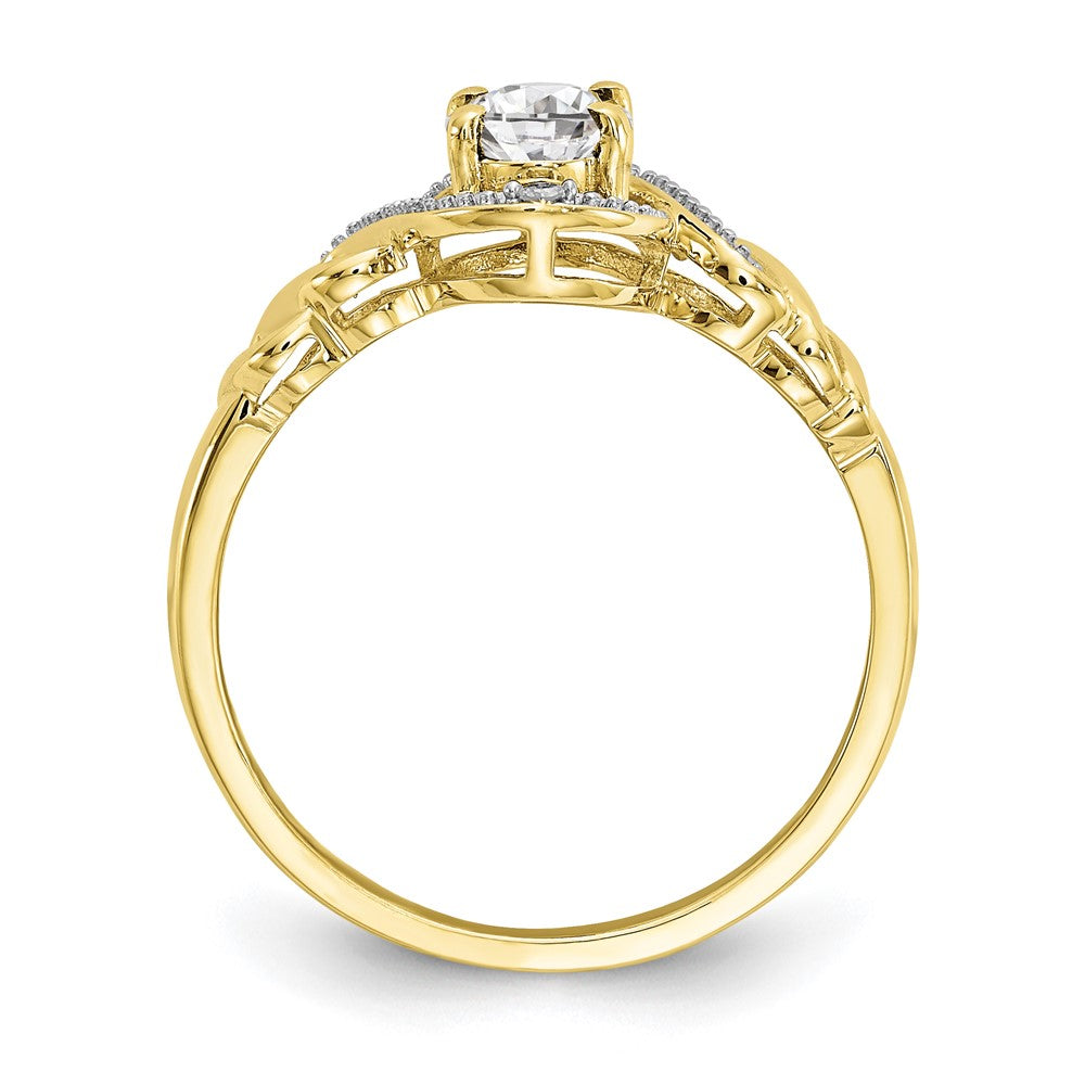 10-Karat-Gelbgold-Ring mit weißem Topas und echten Diamanten
