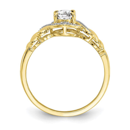 10-Karat-Gelbgold-Ring mit weißem Topas und echten Diamanten