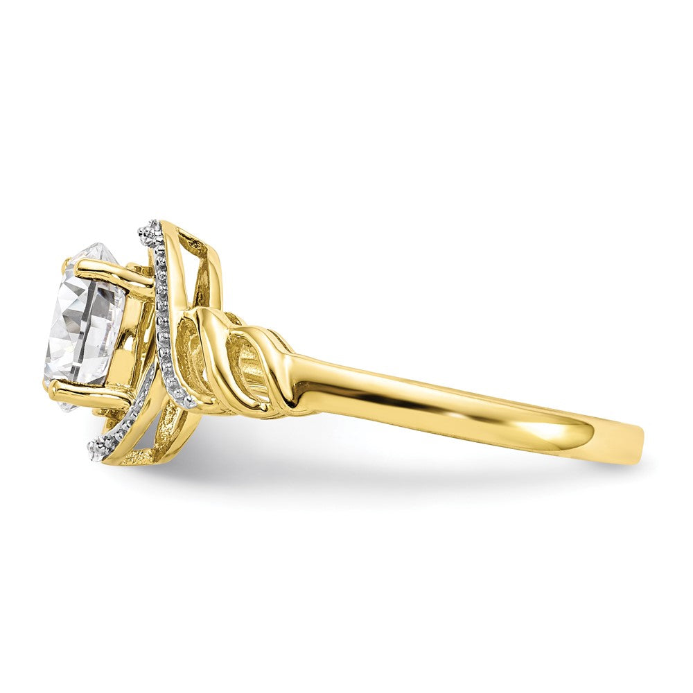10-Karat-Gelbgold-Ring mit weißem Topas und echten Diamanten
