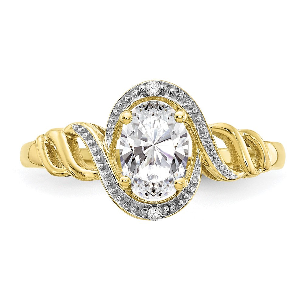 10-Karat-Gelbgold-Ring mit weißem Topas und echten Diamanten