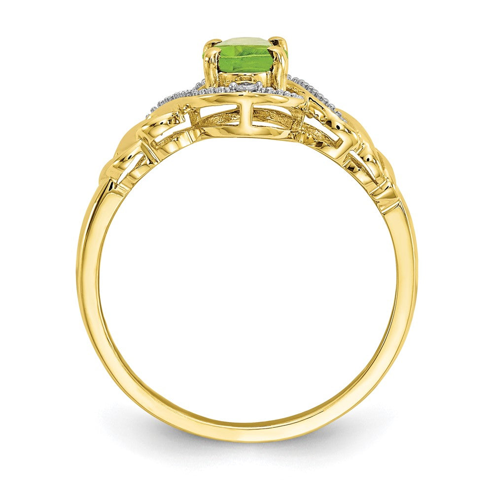 10K Gelbgold Ring mit Peridot und echtem Diamant