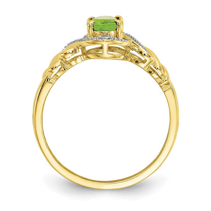 10K Gelbgold Ring mit Peridot und echtem Diamant