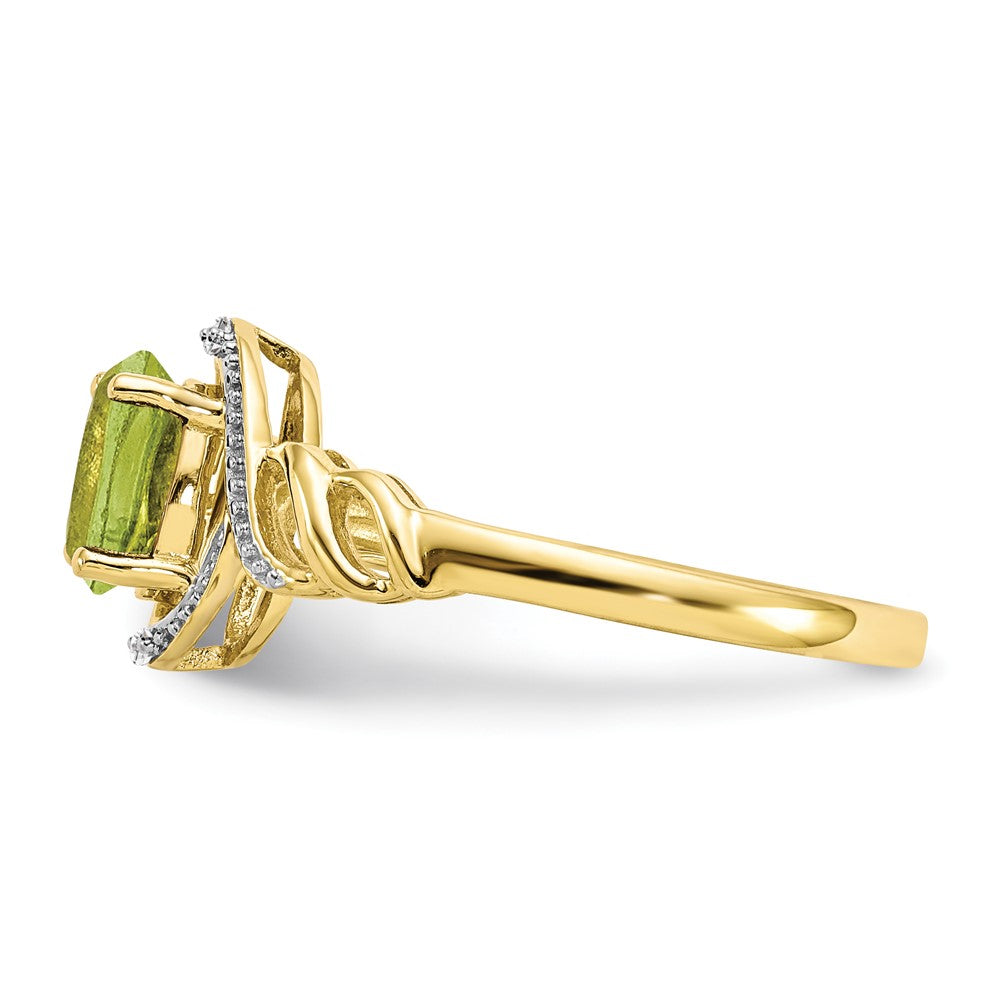 10K Gelbgold Ring mit Peridot und echtem Diamant