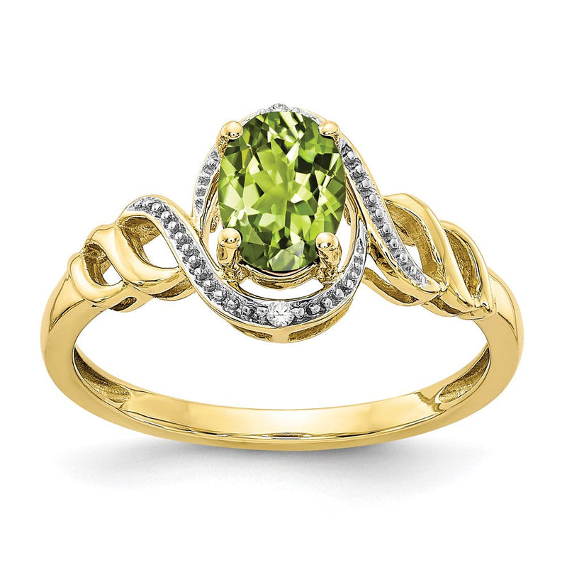 10K Gelbgold Ring mit Peridot und Diamant