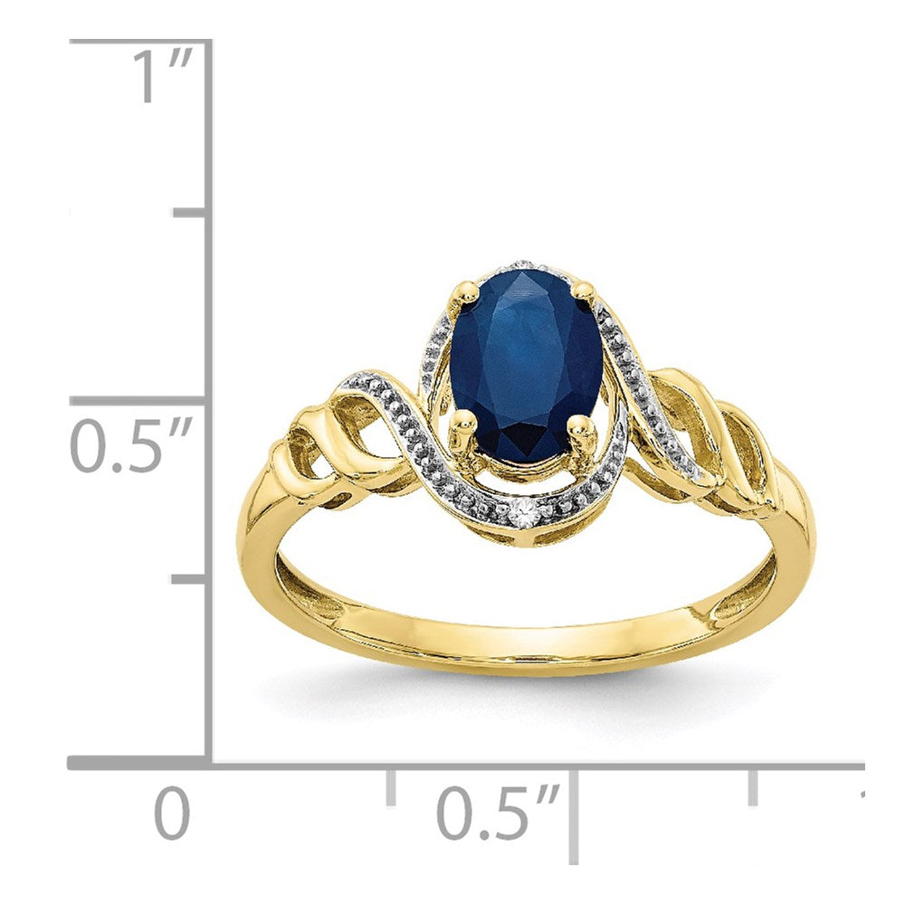10-Karat-Gelbgold-Ring mit Saphir und echtem Diamant