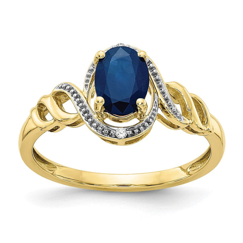 10K Gelbgold Ring mit Saphir und Diamant