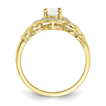 10K Gelbgold Ring mit Opal und Diamanten