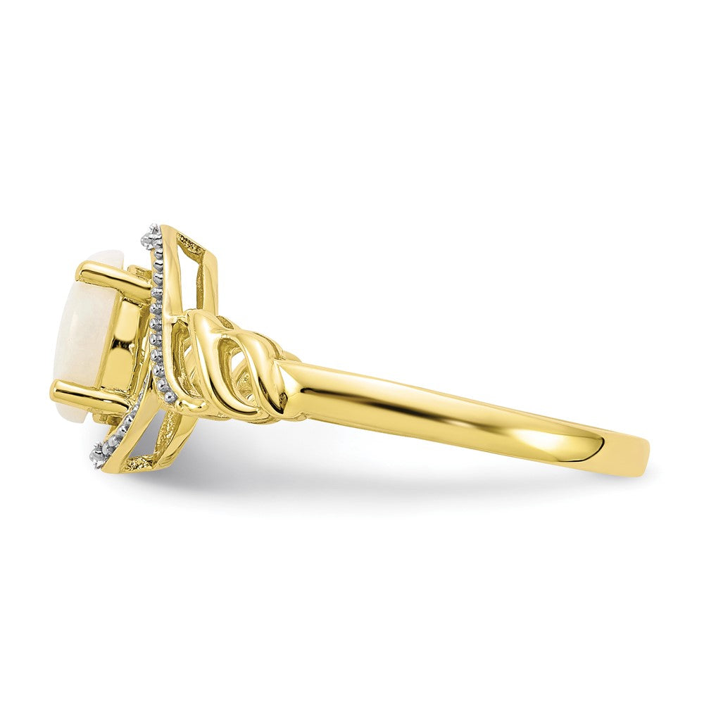 10K Gelbgold Ring mit Opal und Diamanten
