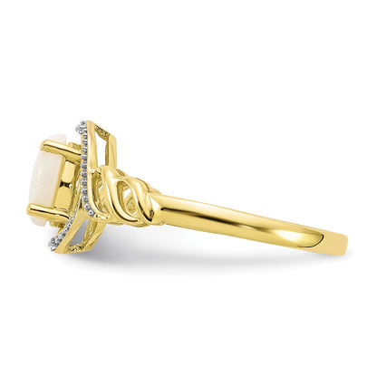 10K Gelbgold Ring mit Opal und Diamanten