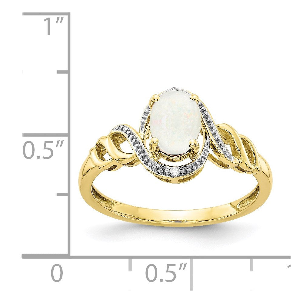 10K Gelbgold Ring mit Opal und Diamanten