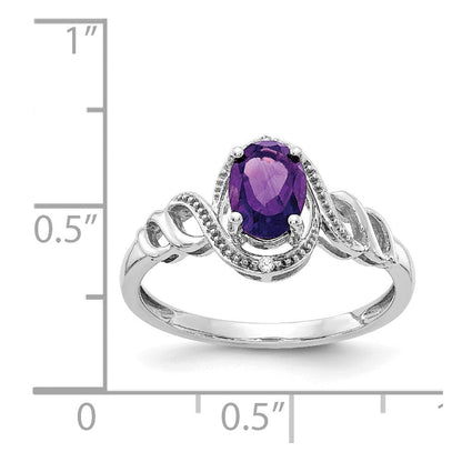 14K Weißgold Ring mit Amethyst und echten Diamanten
