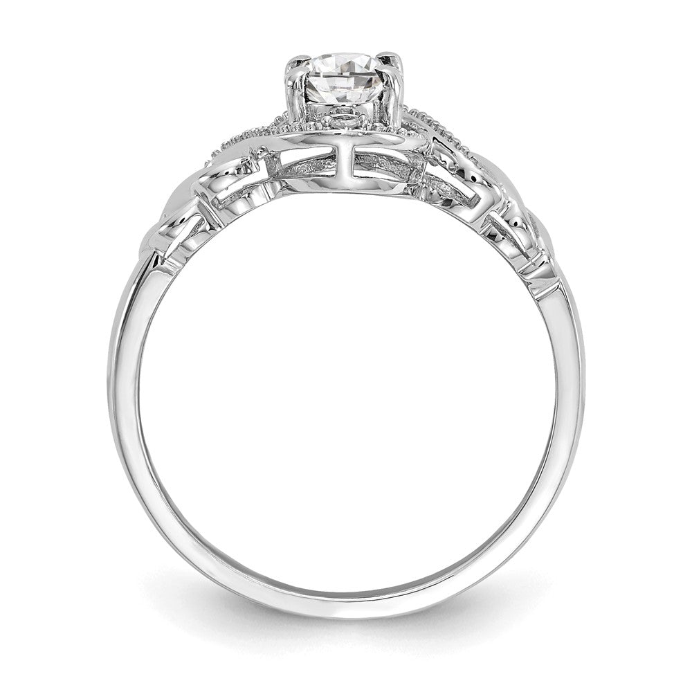 585 Weißgold Ring mit Topas und Diamant