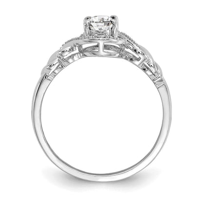 585 Weißgold Ring mit Topas und Diamant