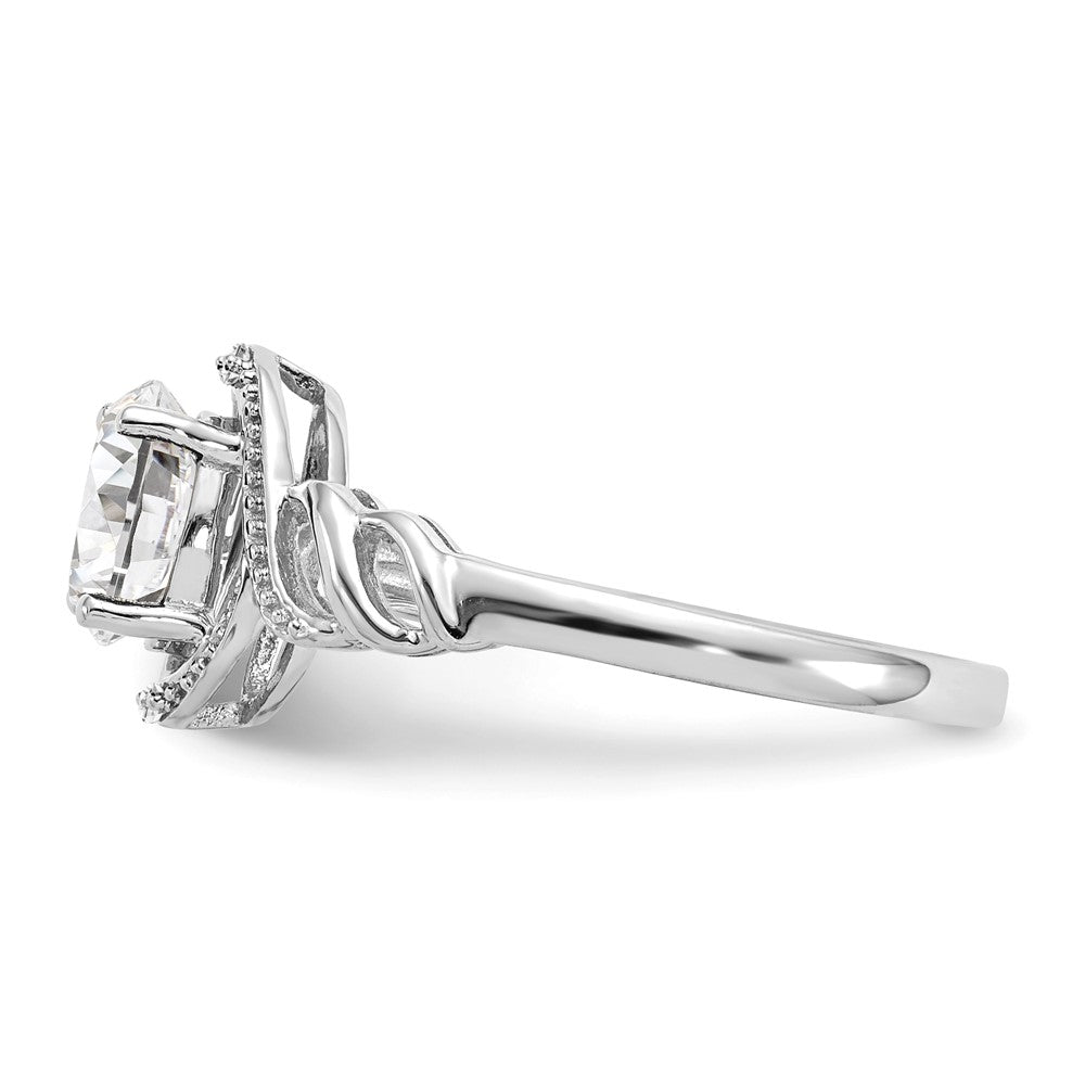 585 Weißgold Ring mit Topas und Diamant