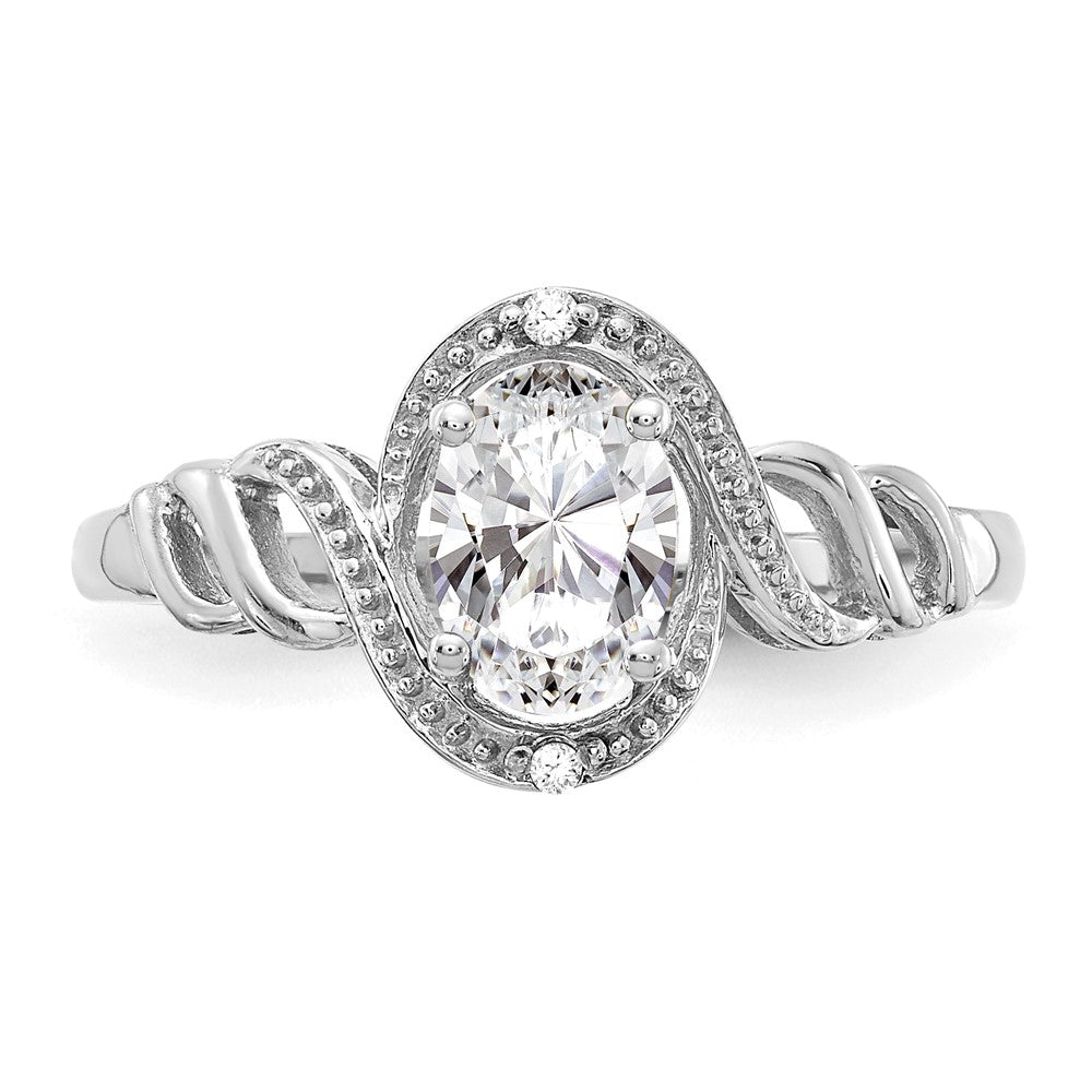 585 Weißgold Ring mit Topas und Diamant