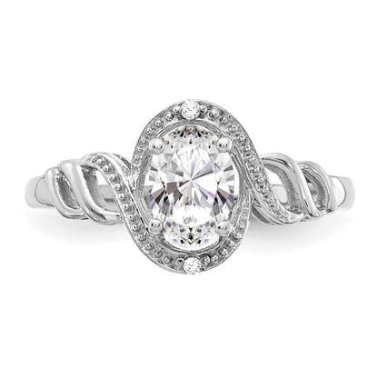 585 Weißgold Ring mit Topas und Diamant