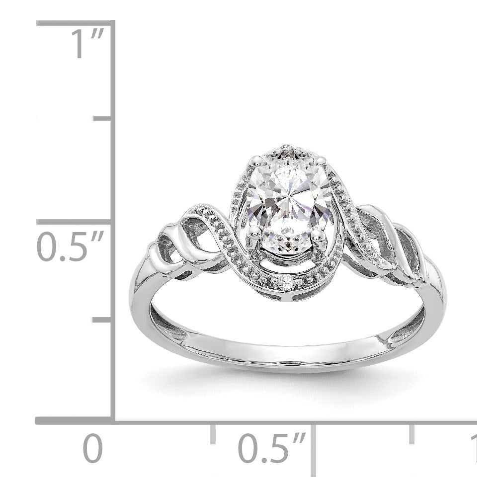 585 Weißgold Ring mit Topas und Diamant