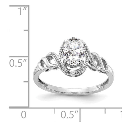 585 Weißgold Ring mit Topas und Diamant