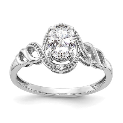 585 Weißgold Ring mit Topas und Diamant