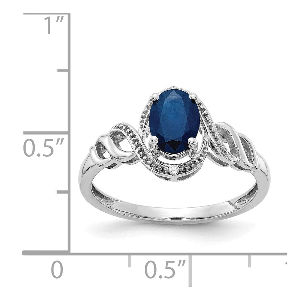 14K Weißgold Ring mit Saphir und echten Diamanten