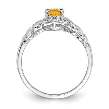 10K Weißgold Citrin und Diamant Ring