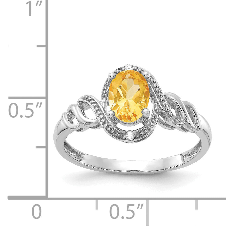 10K Weißgold Citrin und Diamant Ring