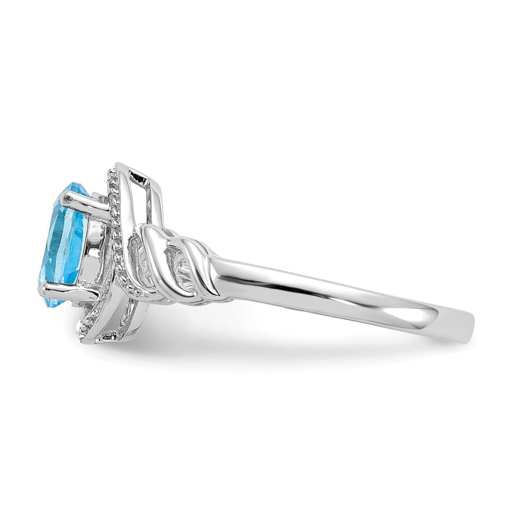10K Weißgoldring mit hellem Swiss-Blue-Topas und Diamanten