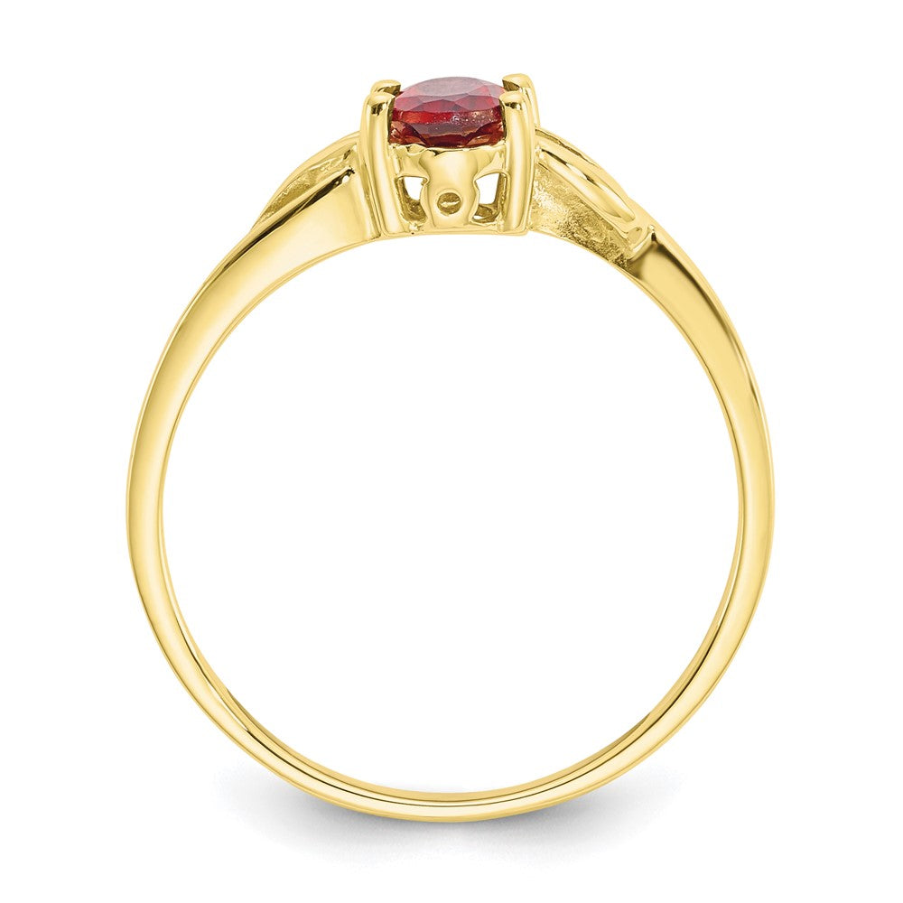 10K Gelbgold Ring mit poliertem echtem Granat-Geburtsstein