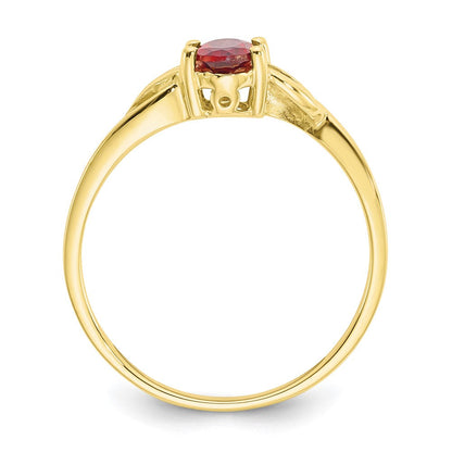 10K Gelbgold Ring mit poliertem echtem Granat-Geburtsstein