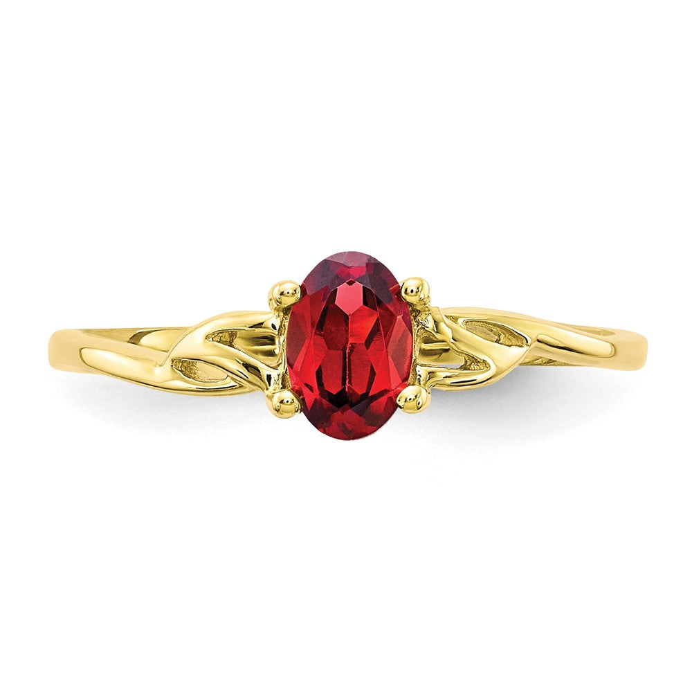 10K Gelbgold Ring mit poliertem echtem Granat-Geburtsstein