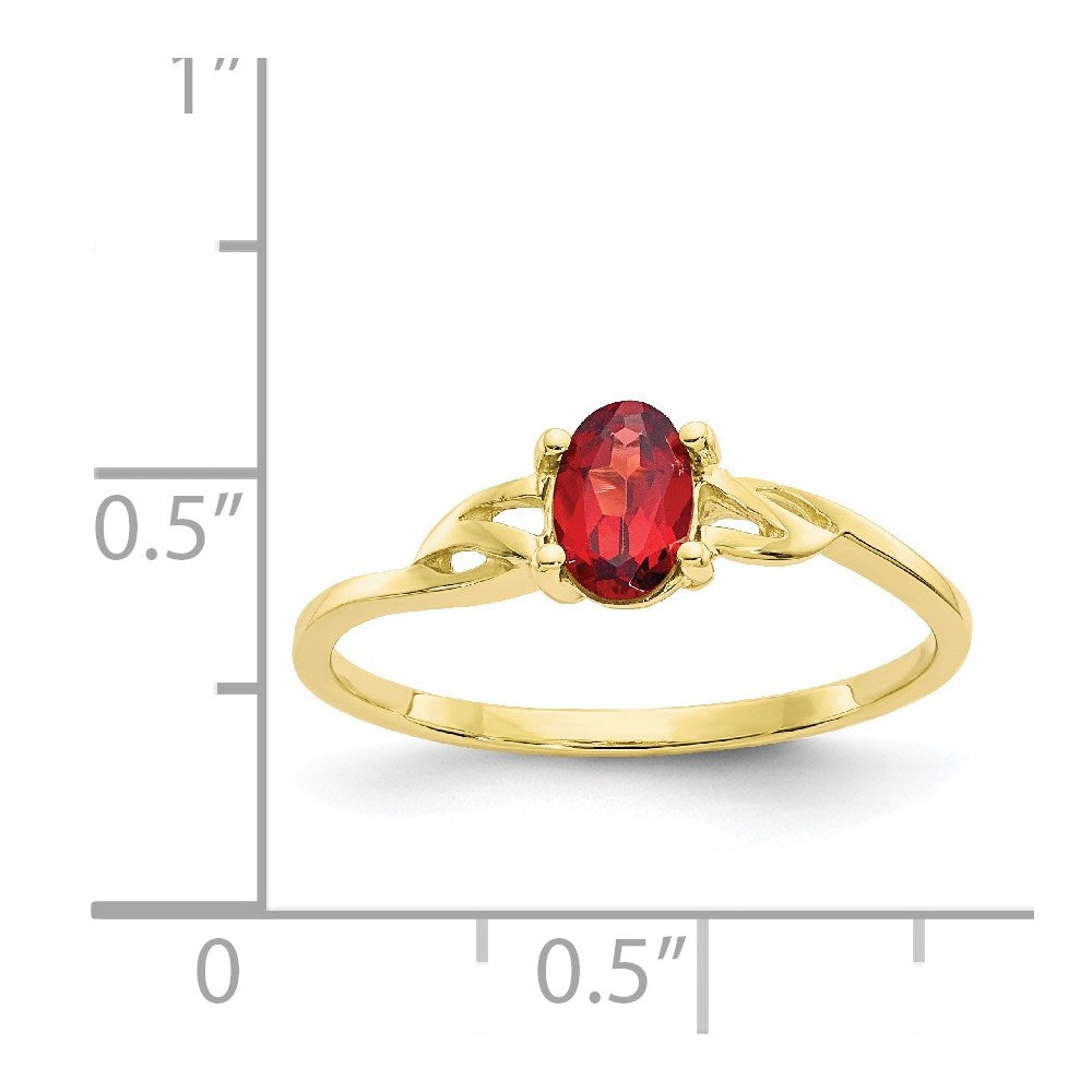 10K Gelbgold Ring mit poliertem echtem Granat-Geburtsstein