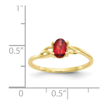 10K Gelbgold Ring mit poliertem echtem Granat-Geburtsstein