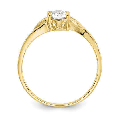10K Gelbgold Ring mit poliertem echten Weißem Topas Geburtsstein