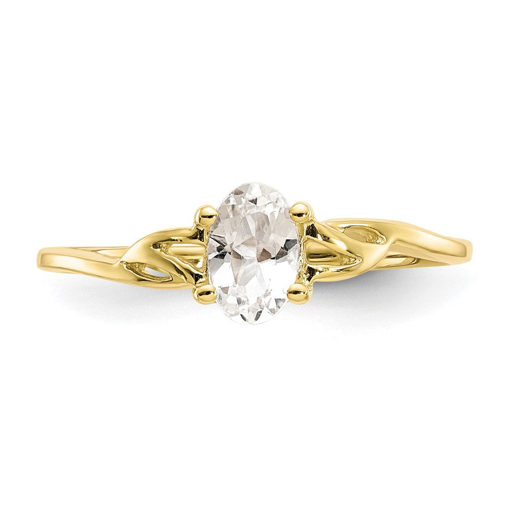 10K Gelbgold Ring mit poliertem echten Weißem Topas Geburtsstein