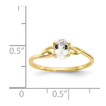 10K Gelbgold Ring mit poliertem echten Weißem Topas Geburtsstein