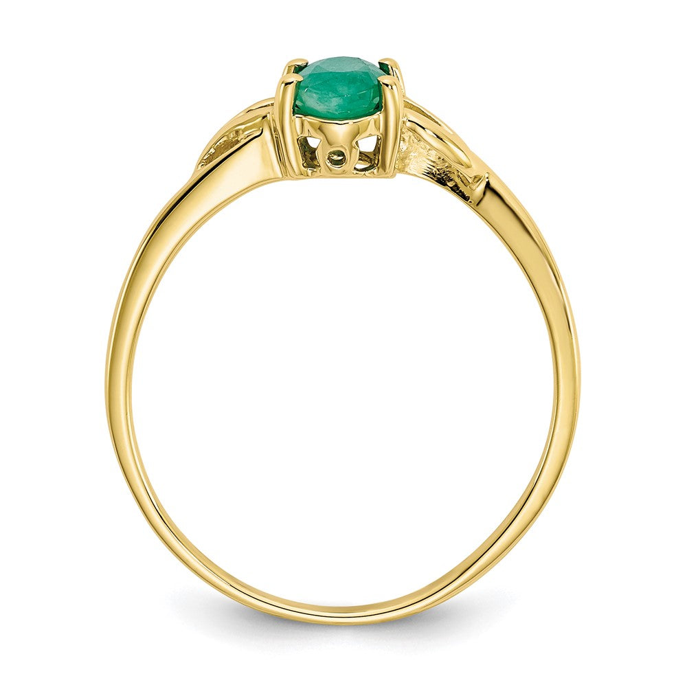 10K Gelbgold Ring mit poliertem echtem Smaragd-Geburtsstein