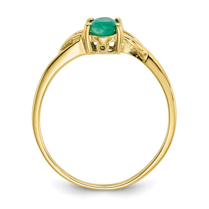 10K Gelbgold Ring mit poliertem echtem Smaragd-Geburtsstein