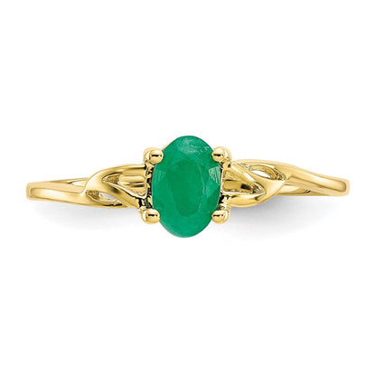 10K Gelbgold Ring mit poliertem echtem Smaragd-Geburtsstein