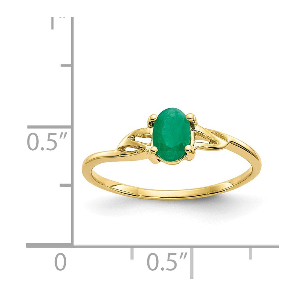 10K Gelbgold Ring mit poliertem echtem Smaragd-Geburtsstein