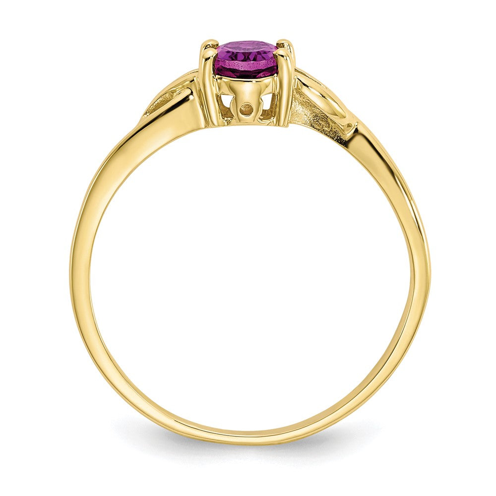 10K Gelbgold Ring mit poliertem echtem Rhodolith-Granat-Geburtsstein