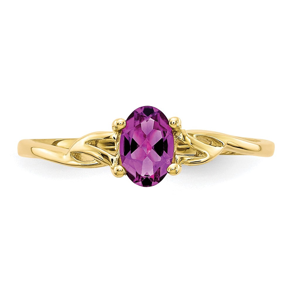 10K Gelbgold Ring mit poliertem echtem Rhodolith-Granat-Geburtsstein